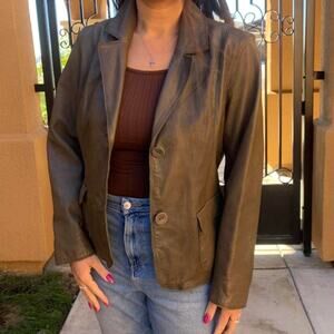 Deep olive 100 leather sport jacket Small to Medium